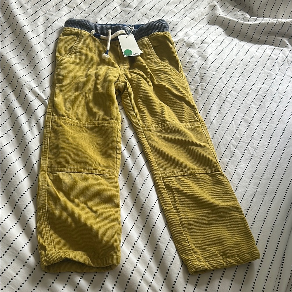 Boden Mustard Corduroy Trousers with Drawstring